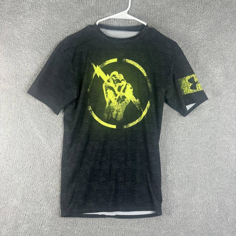 Under Armour Shirt Mens Large Black HeatGear Compression Lightning Bolt Graphic